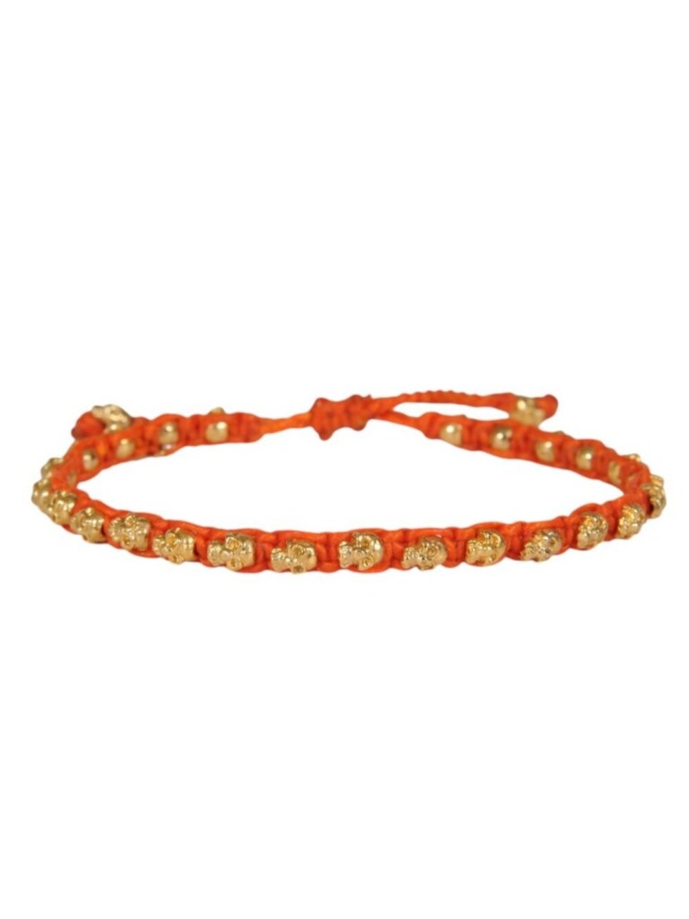 M Cohen By Maor Skulls Orange .925 Silver Tassel Bracelet Gold Skeleton
